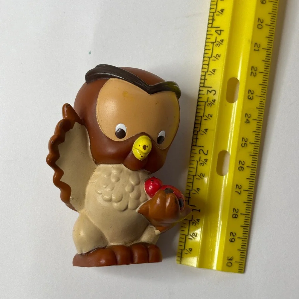 VTG Disney Mattel Little People Owl with Ladybug Figurine 2001 Brown Bird Toy